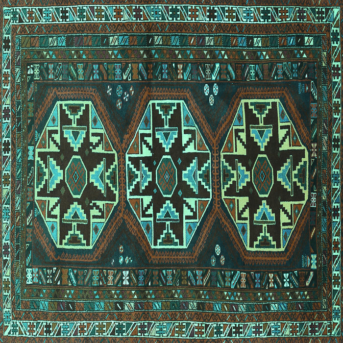 Square Machine Washable Persian Turquoise Traditional Area Rugs, wshtr1741turq