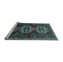 Sideview of Machine Washable Persian Light Blue Traditional Rug, wshtr1741lblu