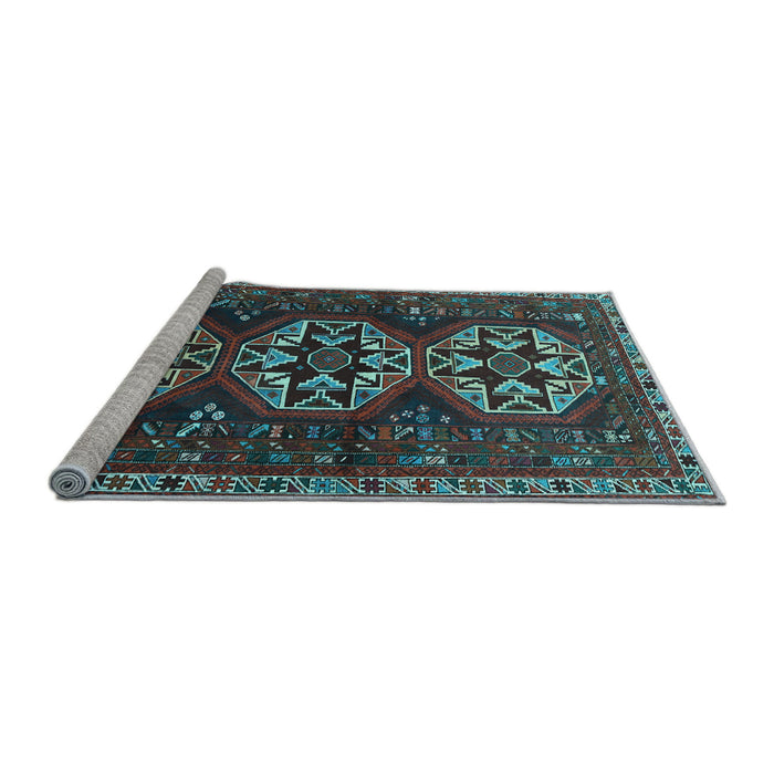 Sideview of Machine Washable Persian Light Blue Traditional Rug, wshtr1741lblu