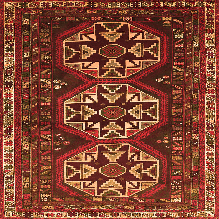 Round Machine Washable Persian Orange Traditional Area Rugs, wshtr1741org