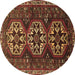 Round Persian Brown Traditional Rug, tr1741brn