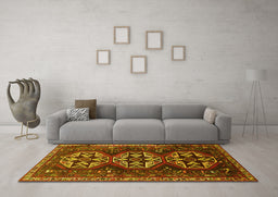 Machine Washable Persian Yellow Traditional Rug in a Living Room, wshtr1741yw