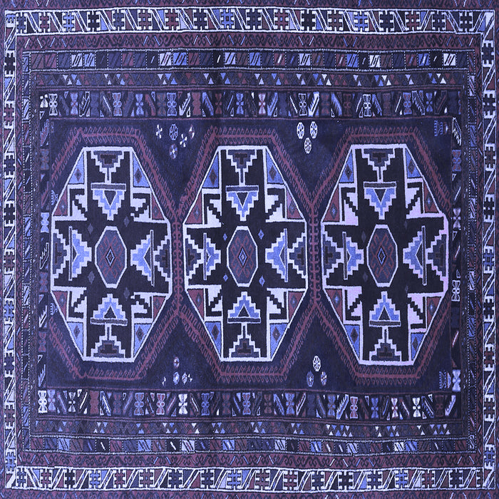 Square Machine Washable Persian Blue Traditional Rug, wshtr1741blu