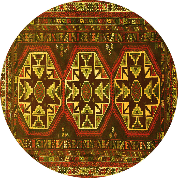 Round Persian Yellow Traditional Rug, tr1741yw