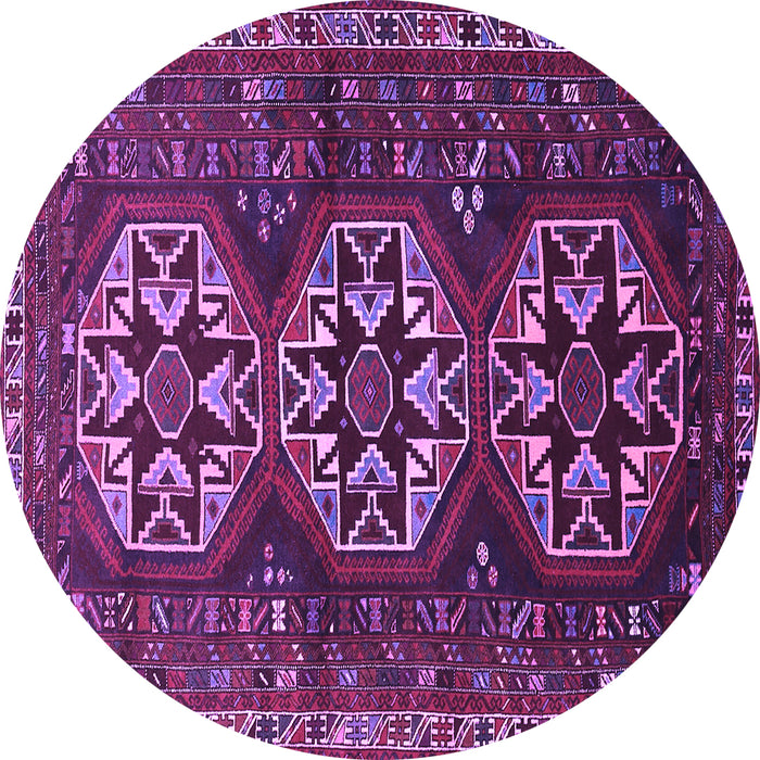 Round Machine Washable Persian Purple Traditional Area Rugs, wshtr1741pur