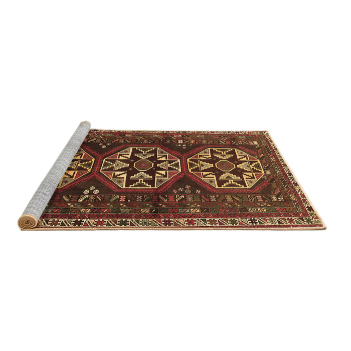 Sideview of Machine Washable Persian Brown Traditional Rug, wshtr1741brn