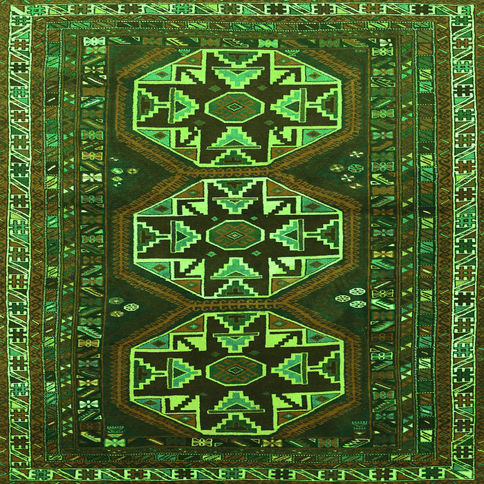 Round Machine Washable Persian Green Traditional Area Rugs, wshtr1741grn