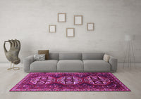 Machine Washable Persian Pink Traditional Rug, wshtr1741pnk