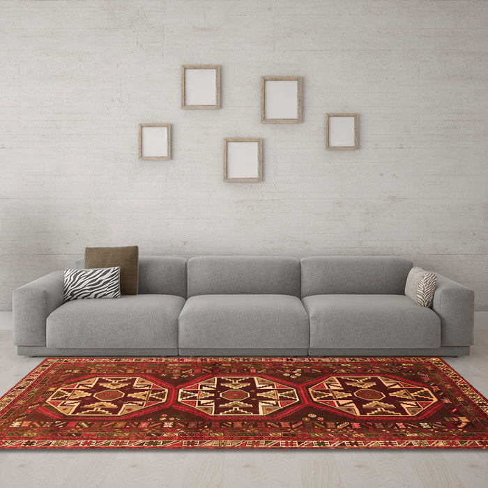 Machine Washable Persian Orange Traditional Area Rugs in a Living Room, wshtr1741org