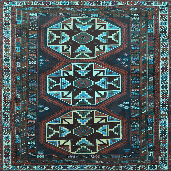 Square Machine Washable Persian Light Blue Traditional Rug, wshtr1741lblu
