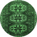 Round Persian Emerald Green Traditional Rug, tr1741emgrn