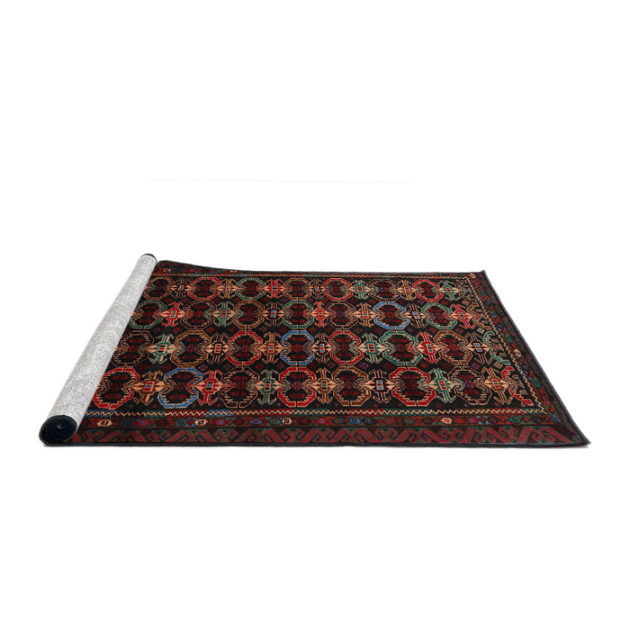 Sideview of Machine Washable Traditional Dark Brown Rug, wshtr1742