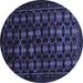 Round Machine Washable Persian Blue Traditional Rug, wshtr1742blu