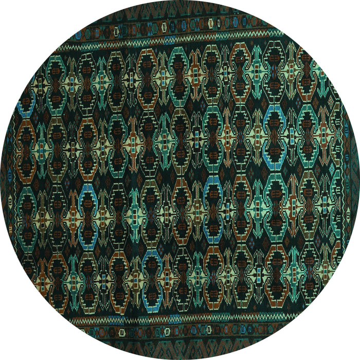 Round Persian Turquoise Traditional Rug, tr1742turq