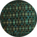 Round Persian Turquoise Traditional Rug, tr1742turq