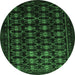 Round Persian Emerald Green Traditional Rug, tr1742emgrn