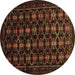 Round Machine Washable Persian Brown Traditional Rug, wshtr1742brn