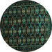 Round Machine Washable Persian Turquoise Traditional Area Rugs, wshtr1742turq