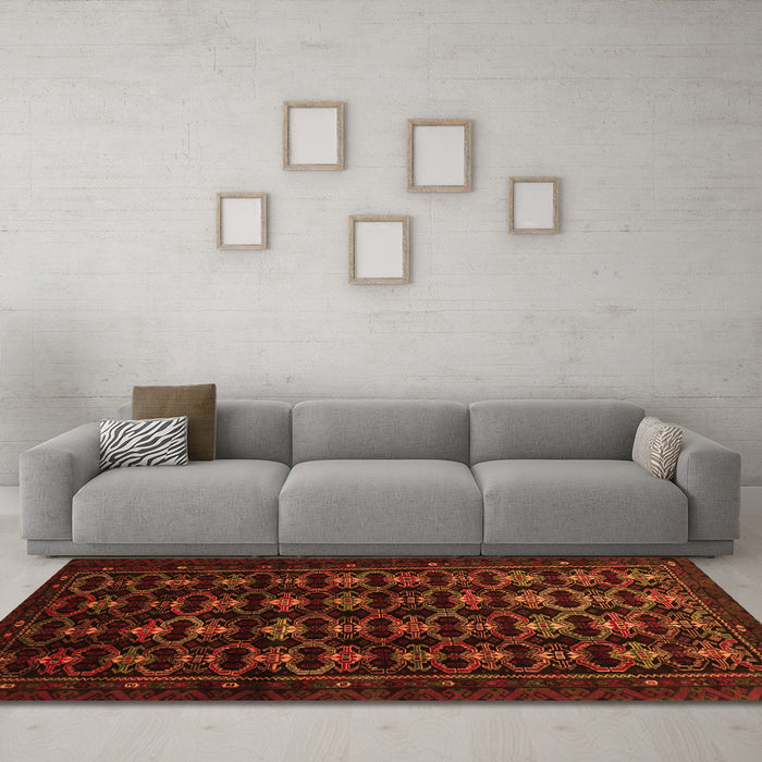 Machine Washable Persian Orange Traditional Area Rugs in a Living Room, wshtr1742org