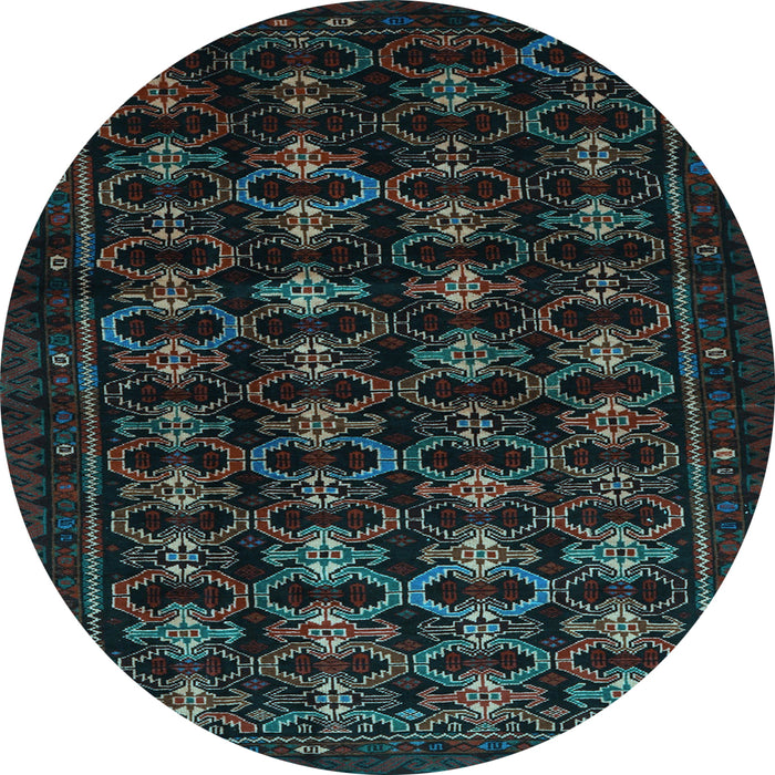 Round Machine Washable Persian Light Blue Traditional Rug, wshtr1742lblu
