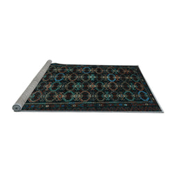 Sideview of Machine Washable Persian Light Blue Traditional Rug, wshtr1742lblu