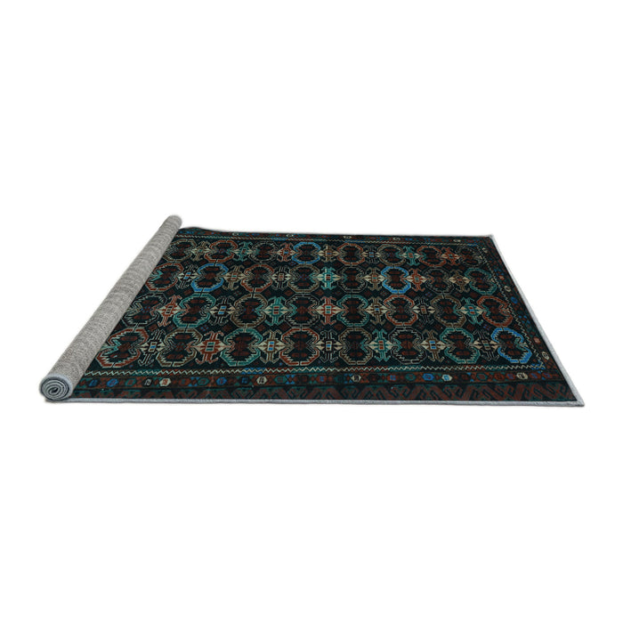 Sideview of Machine Washable Persian Light Blue Traditional Rug, wshtr1742lblu