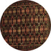 Round Persian Brown Traditional Rug, tr1742brn