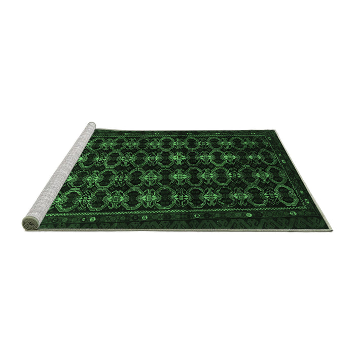 Sideview of Machine Washable Persian Emerald Green Traditional Area Rugs, wshtr1742emgrn