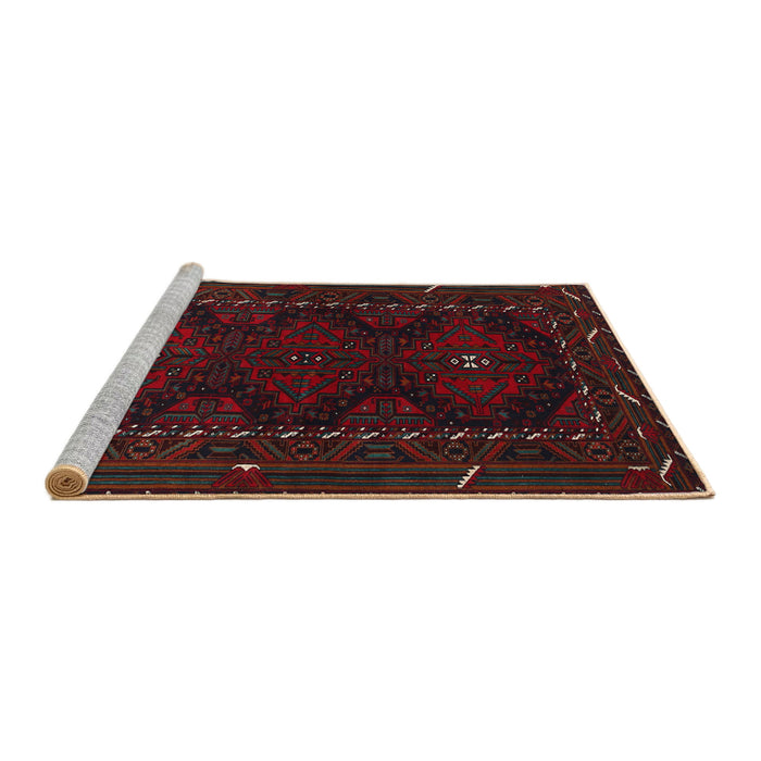 Sideview of Machine Washable Traditional Red Wine or Wine Red Rug, wshtr1743