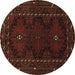 Round Machine Washable Persian Brown Traditional Rug, wshtr1743brn