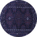 Round Machine Washable Persian Blue Traditional Rug, wshtr1743blu