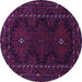 Round Persian Purple Traditional Rug, tr1743pur