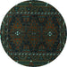 Round Persian Turquoise Traditional Rug, tr1743turq