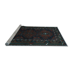 Sideview of Machine Washable Persian Light Blue Traditional Rug, wshtr1743lblu