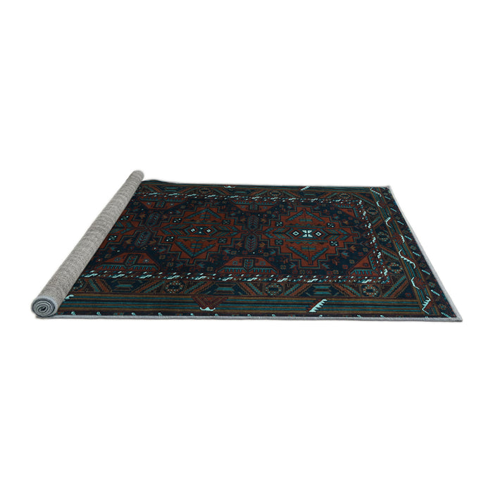 Sideview of Machine Washable Persian Light Blue Traditional Rug, wshtr1743lblu