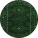 Round Persian Emerald Green Traditional Rug, tr1743emgrn