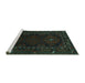 Sideview of Machine Washable Persian Turquoise Traditional Area Rugs, wshtr1743turq