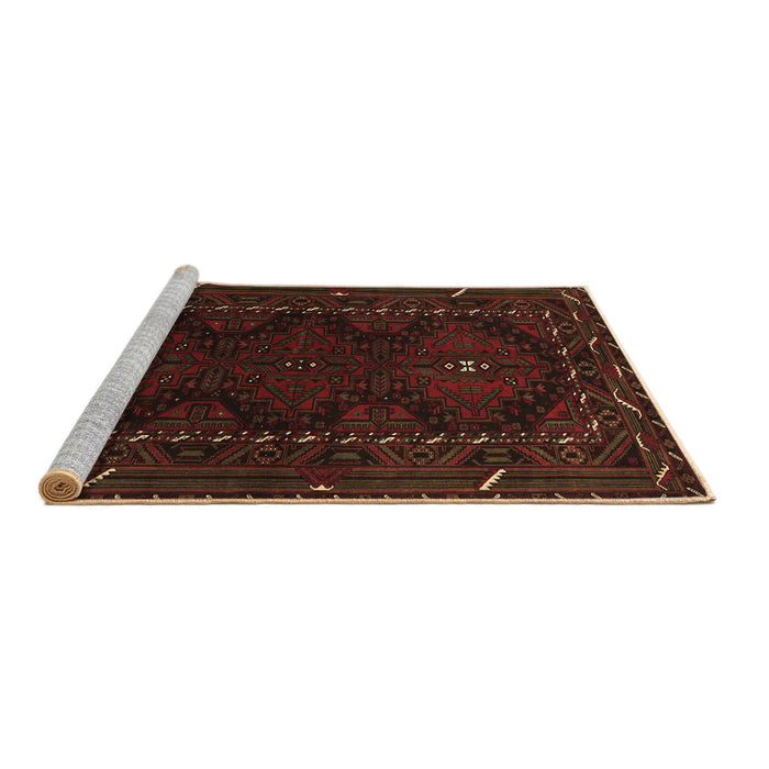 Sideview of Machine Washable Persian Brown Traditional Rug, wshtr1743brn