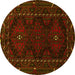 Round Persian Yellow Traditional Rug, tr1743yw