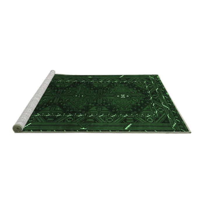Sideview of Machine Washable Persian Emerald Green Traditional Area Rugs, wshtr1743emgrn