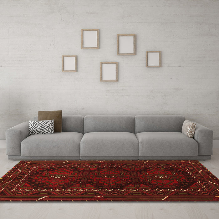 Machine Washable Persian Orange Traditional Area Rugs in a Living Room, wshtr1743org
