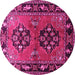 Round Machine Washable Persian Pink Traditional Rug, wshtr1744pnk