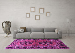 Machine Washable Persian Purple Traditional Area Rugs in a Living Room, wshtr1744pur