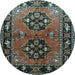 Round Machine Washable Persian Light Blue Traditional Rug, wshtr1744lblu