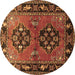 Round Machine Washable Persian Brown Traditional Rug, wshtr1744brn