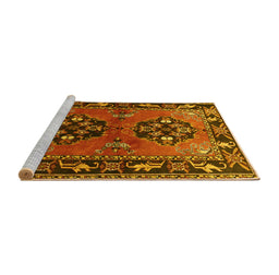 Sideview of Machine Washable Persian Yellow Traditional Rug, wshtr1744yw