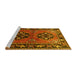 Sideview of Machine Washable Persian Yellow Traditional Rug, wshtr1744yw