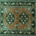 Square Machine Washable Persian Turquoise Traditional Area Rugs, wshtr1744turq