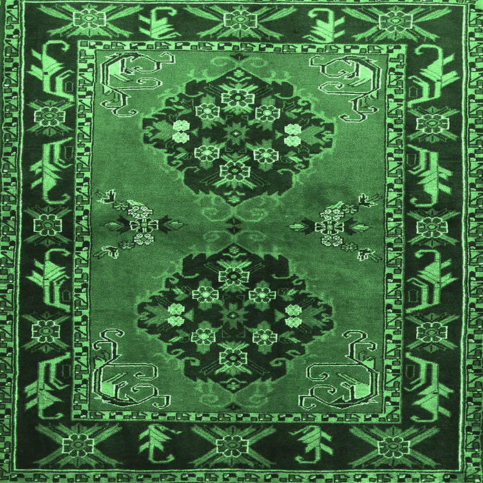 Square Persian Emerald Green Traditional Rug, tr1744emgrn