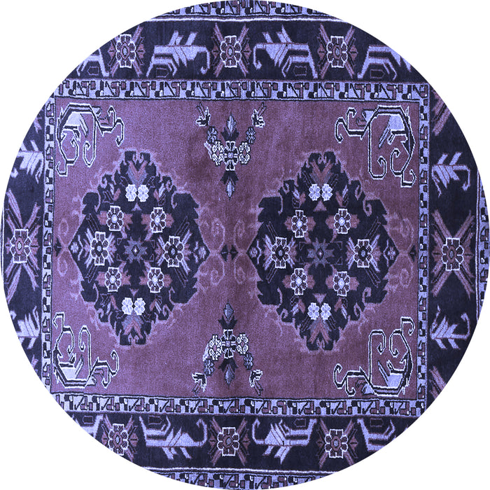 Round Machine Washable Persian Blue Traditional Rug, wshtr1744blu